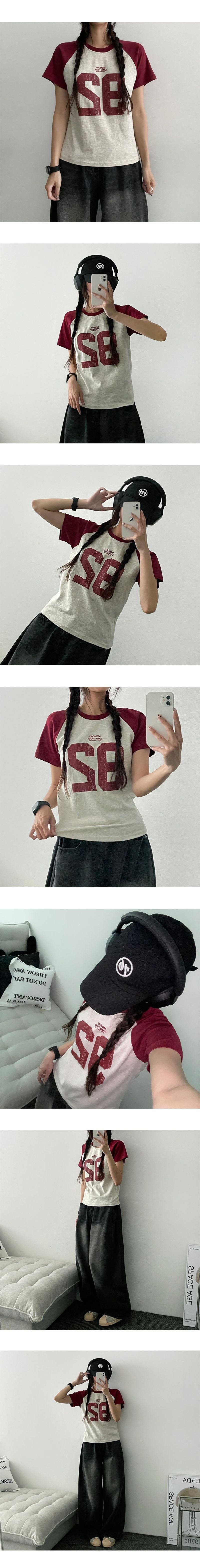 Childish raglan colored short sleeve shirt