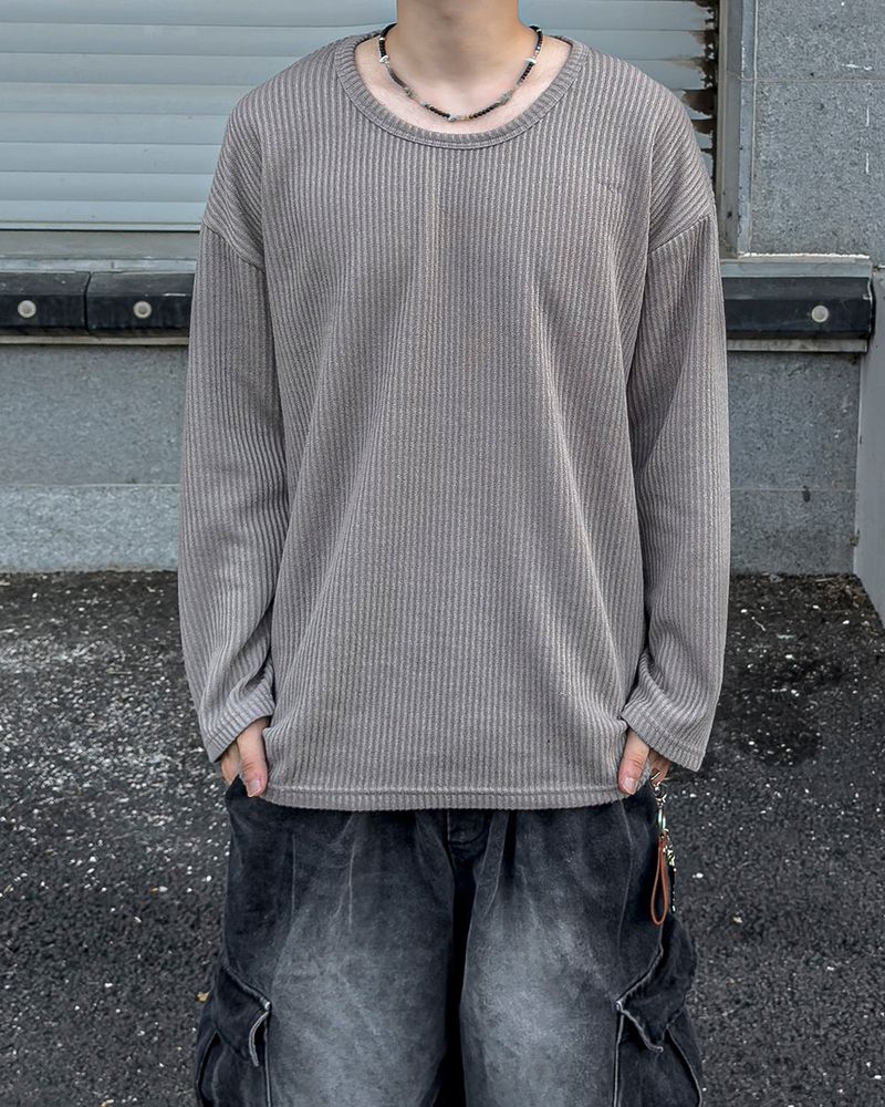 Hug Oversized Ribbed U-Neck Knit