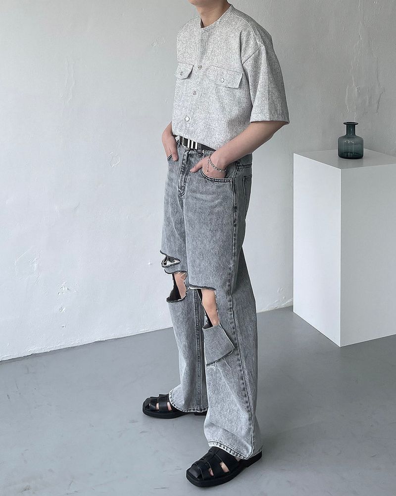 CR Tweed Round Half Shirt (2 colors)