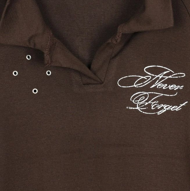 Lasso Eyelet Lettering Collar Tee