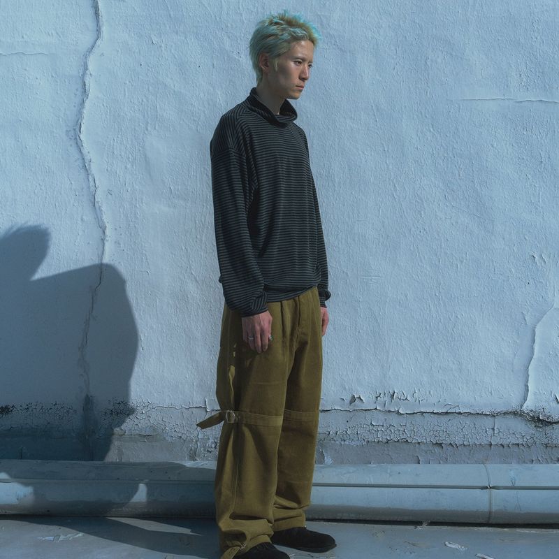 Jersey stripe turtleneck / Charcoal