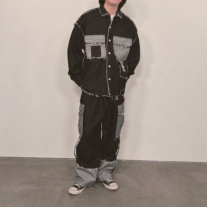 grunge denim shirt_black