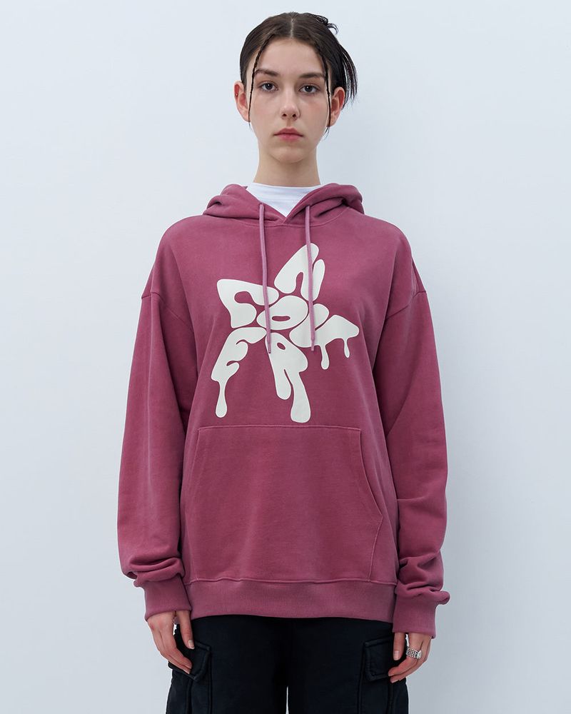 MELTING STAR LOGO PIGMENT HOODIE-PURPLE