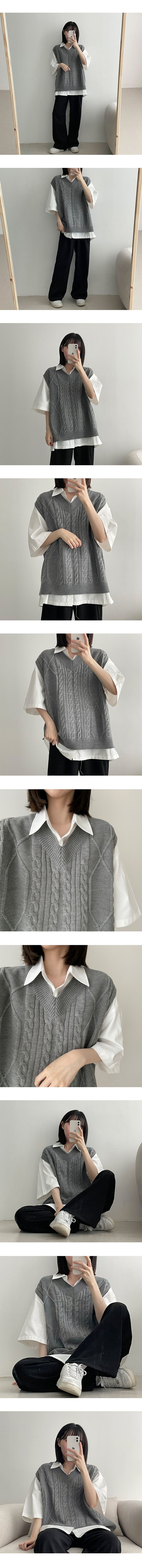 Etch Twisted V-knit vest