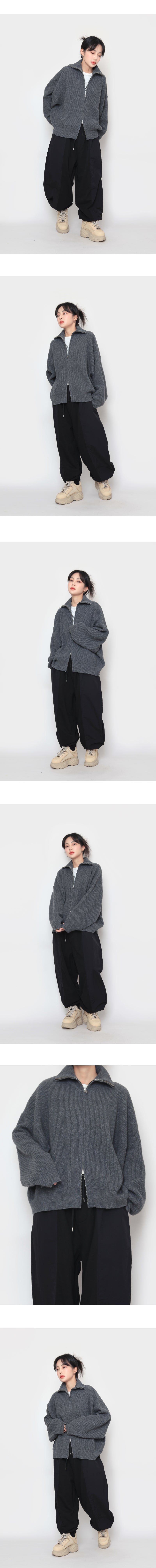 lambswool knitwear two-way zip-up