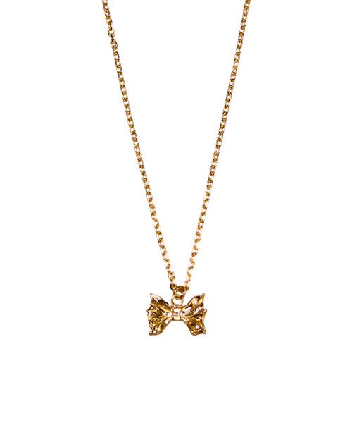 Gold ribbon pendant necklace
