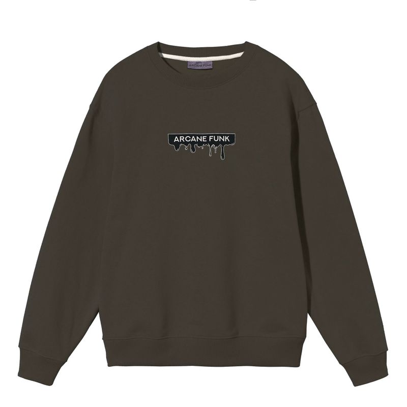 ARCANE FUNK(アーケインファンク)の「BIG NECK LOGO SWEATSHIRT khaki(Tops)」