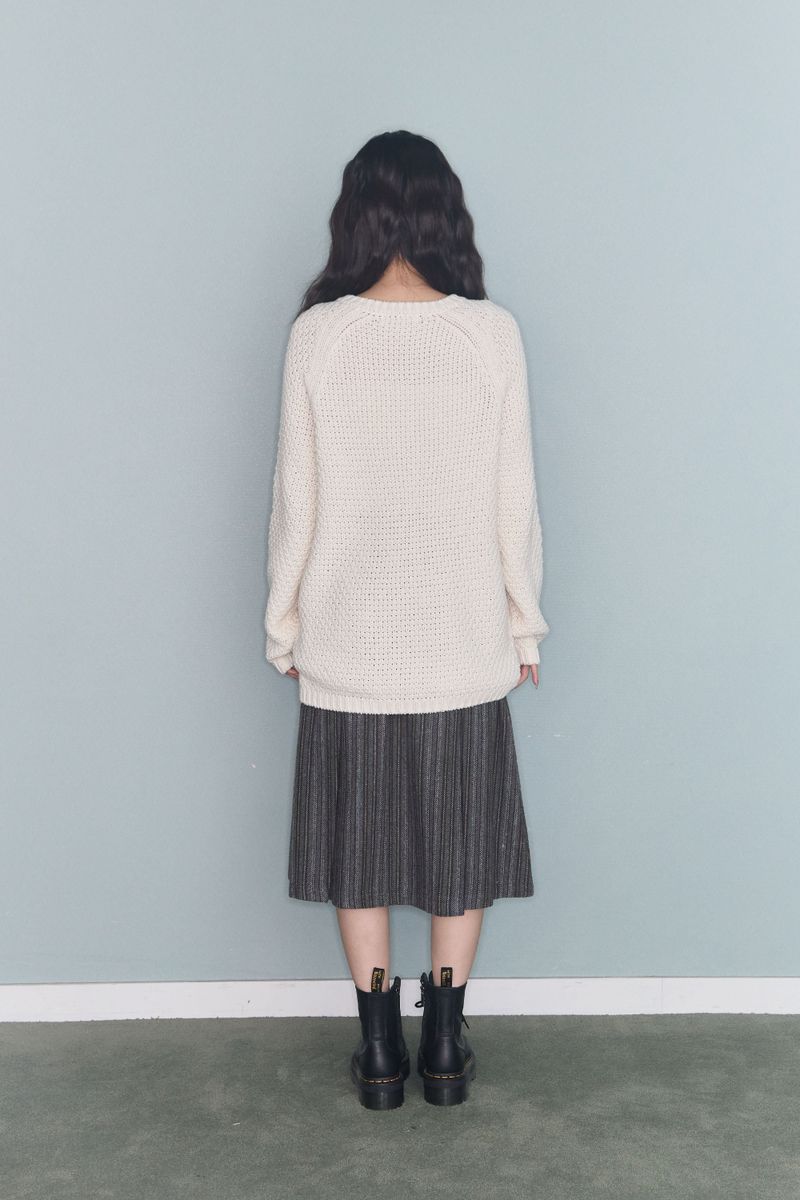 TURTLE-BUTTON KNIT CARDIGAN IVORY