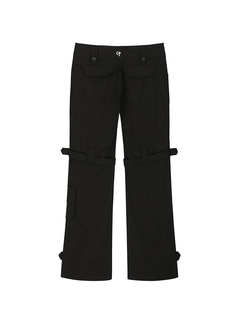 0 8 low-rise belted pants - BLACK