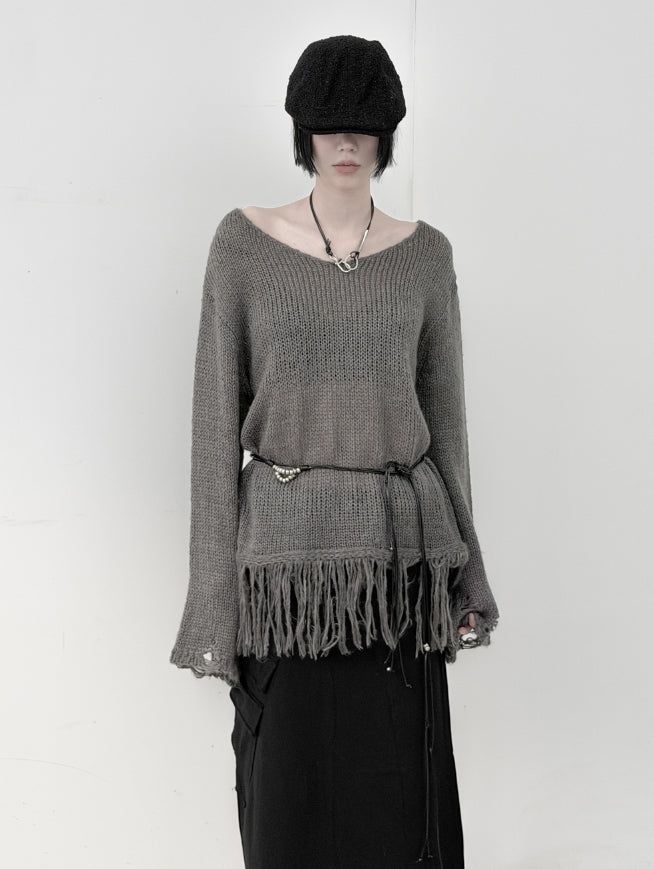 Lynch Fringe V-Neck Knit