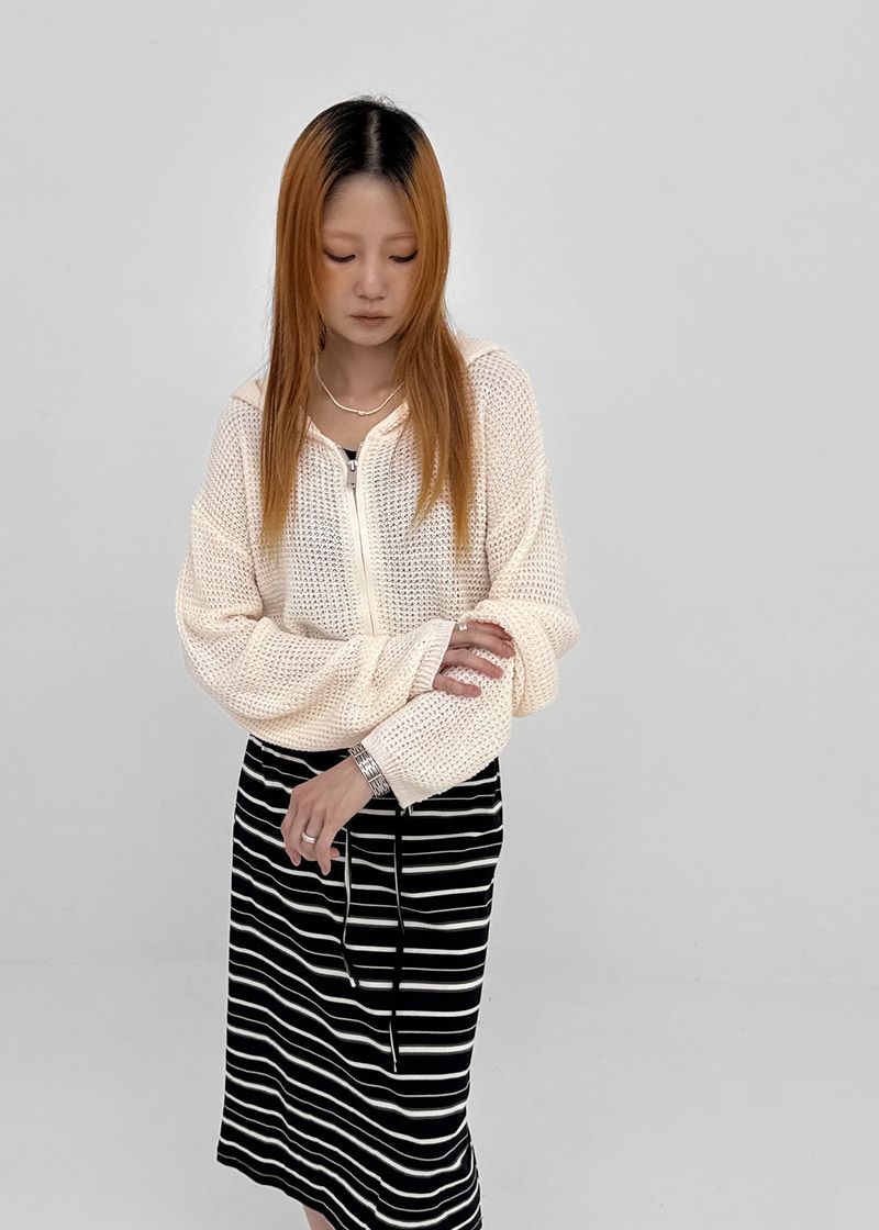 BLACKUP（ブラックアップ）の「[MADE] Veilun Summer Knit Hood Zip-Up（Tops）」
