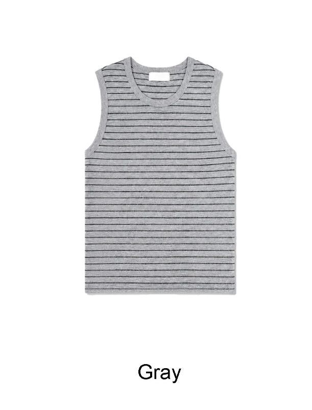 Rubber striped sleeveless top