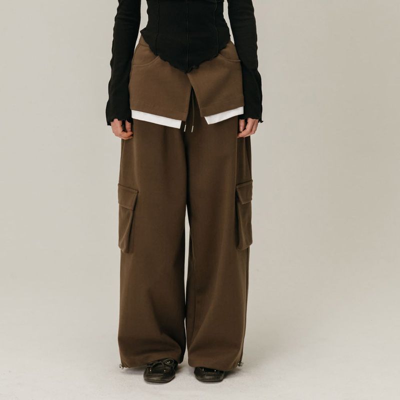 MOIFAIRE（モイフェア）の「CARGO LAYERED SKIRT PANTS / BROWN（Pants）」
