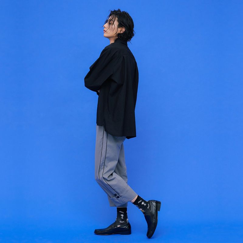 Crinkle Basic Shirts [Black]