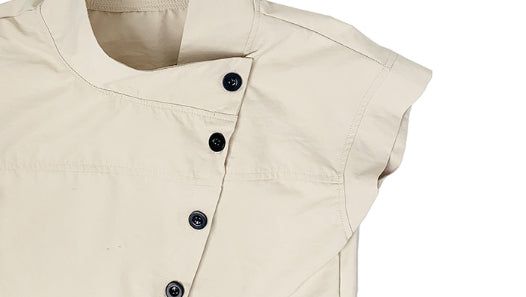 Newji Diagonal Button High-Neck Blouse Shirt
