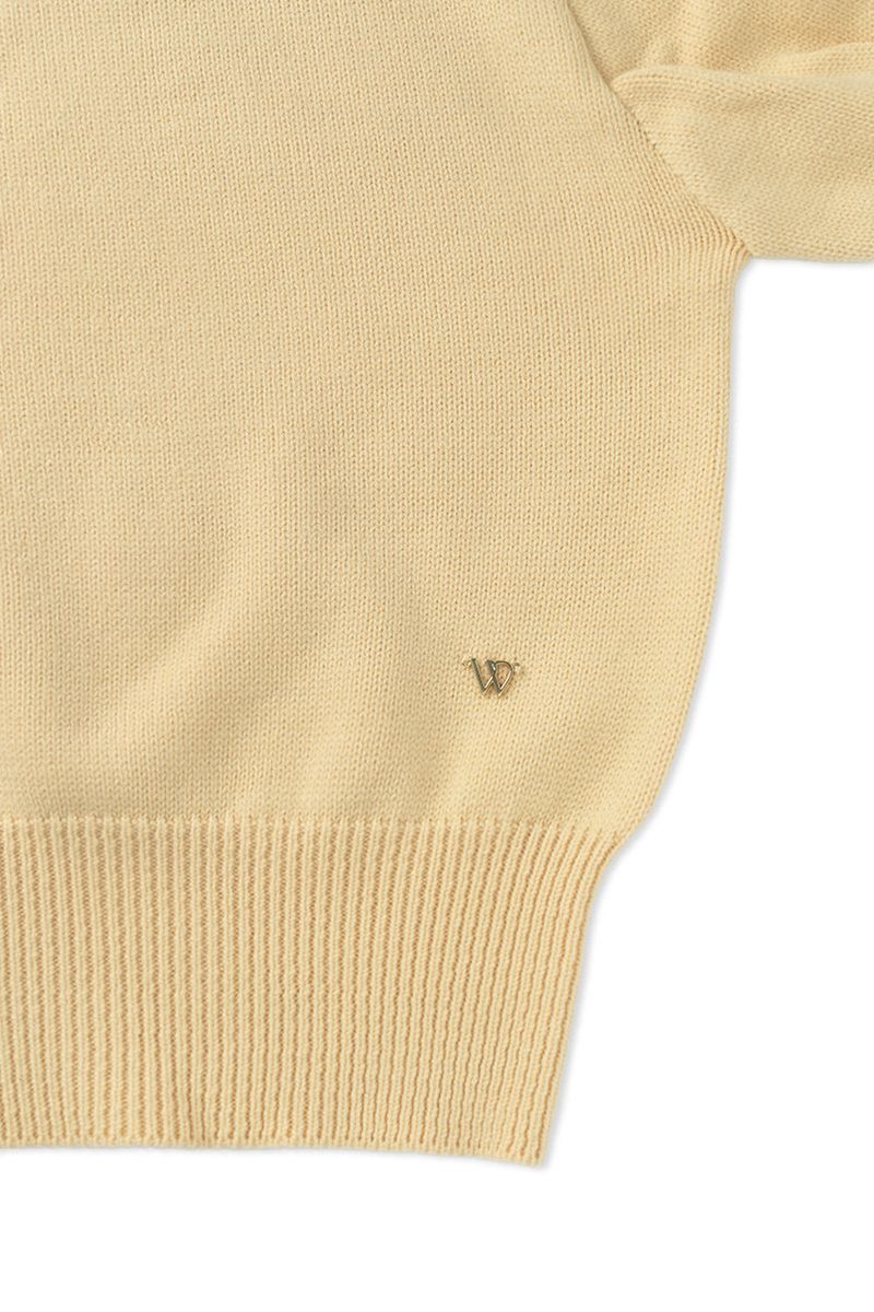 Slim button half knit_butter