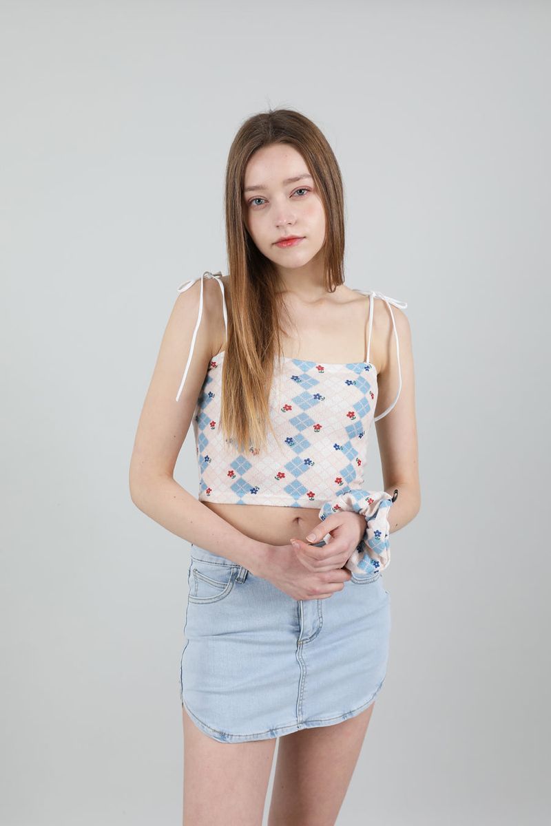 SET Highteen Sleeveless Crop Top Scrunchie Blue
