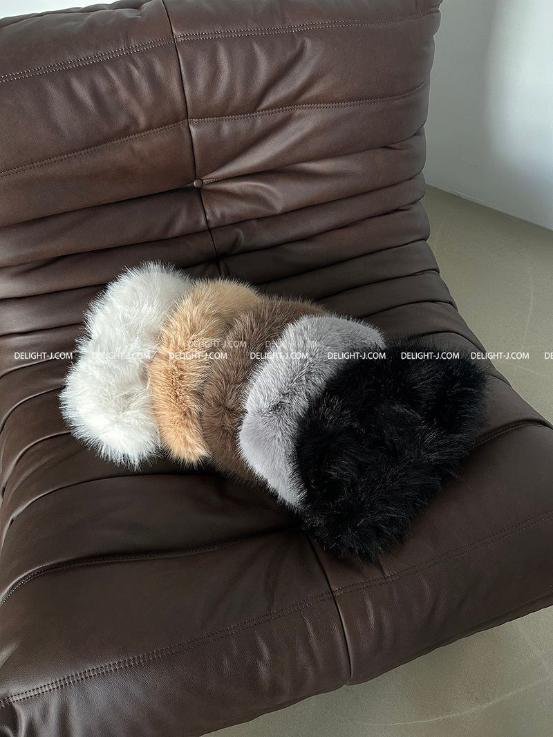 5 color fake fur bucket hat