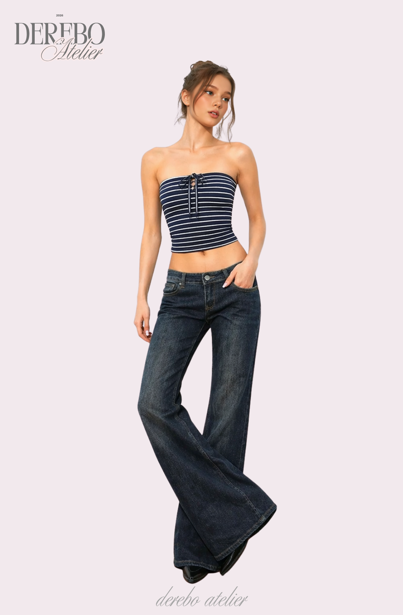 deep blue flow bootcut denim pants, regular (LONG)