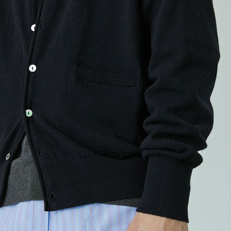 エクストラファインウールVカーディガン (Navy)