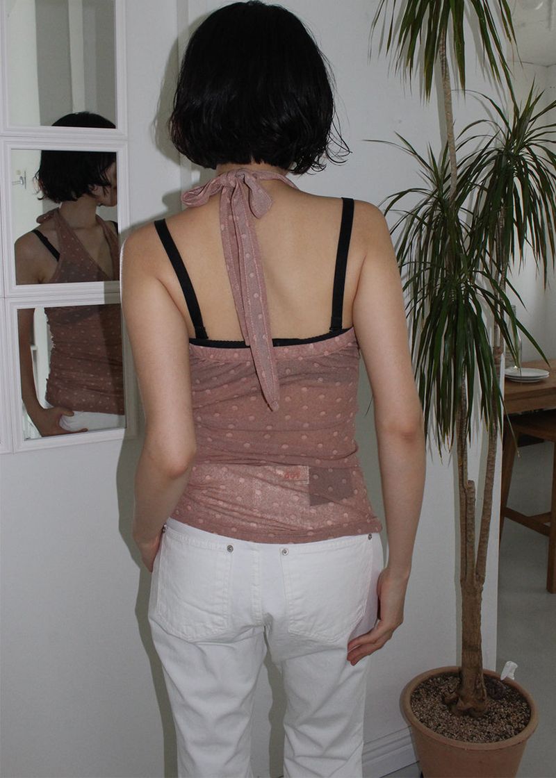 POLKA DOT HALTER SLEEVELESS