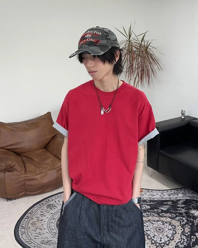 SATIIIZ（サティーズ）の「Ed High-Density Roll-Up Color Matching Short Sleeve Tee（Tops）」
