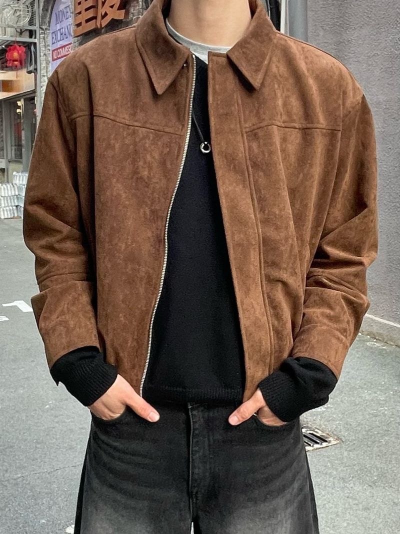 low cropped suede jacket (3colors)