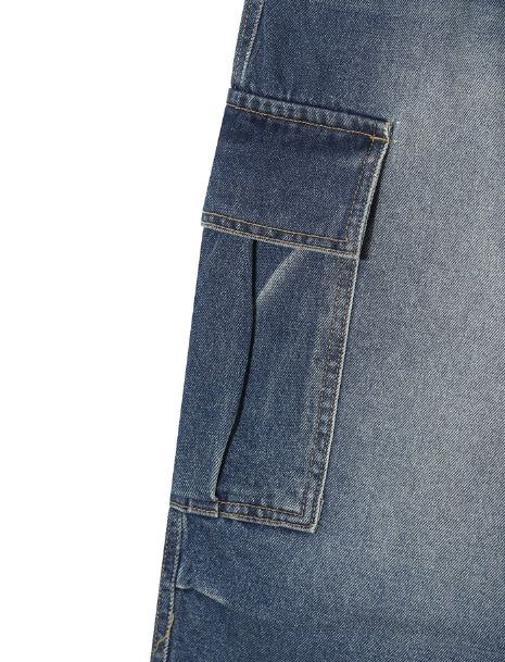 Puffer balloon half-banding denim pants