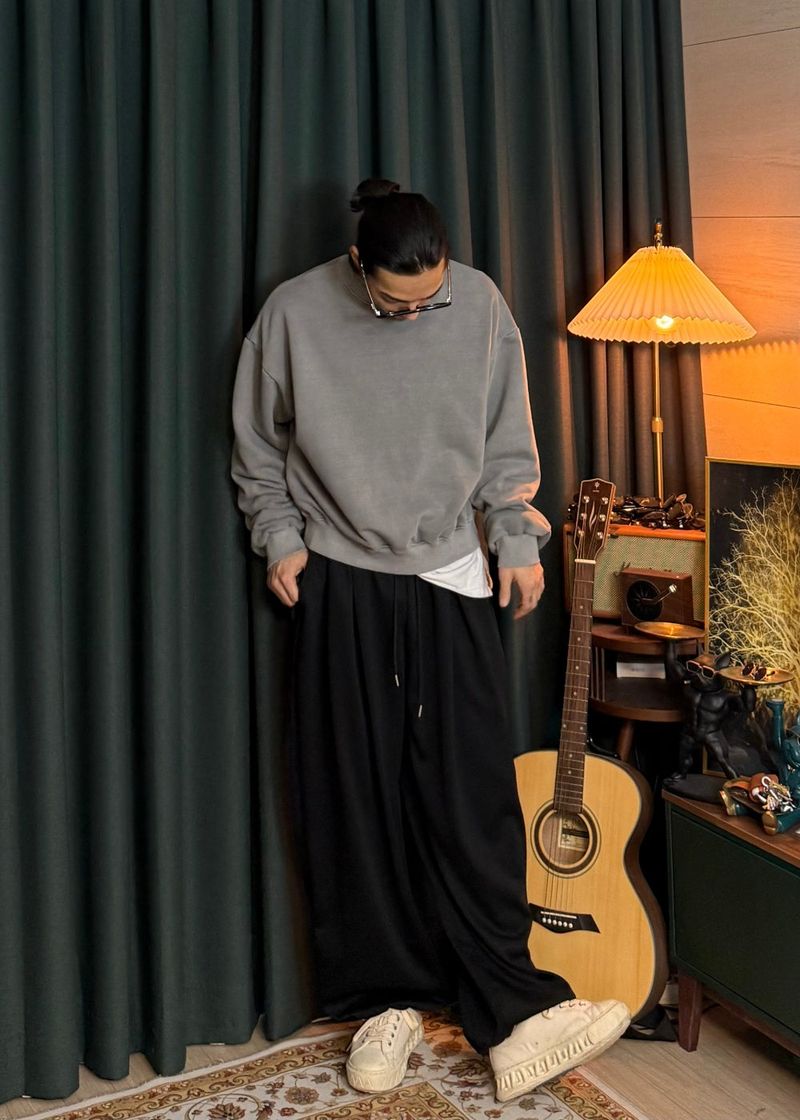 Double-pleated wide string pants 5COLOR