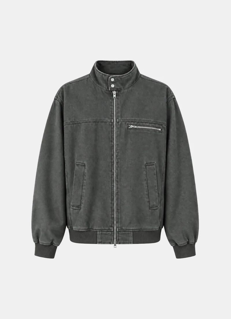 Pigment Washed Stand-Neck Blouson