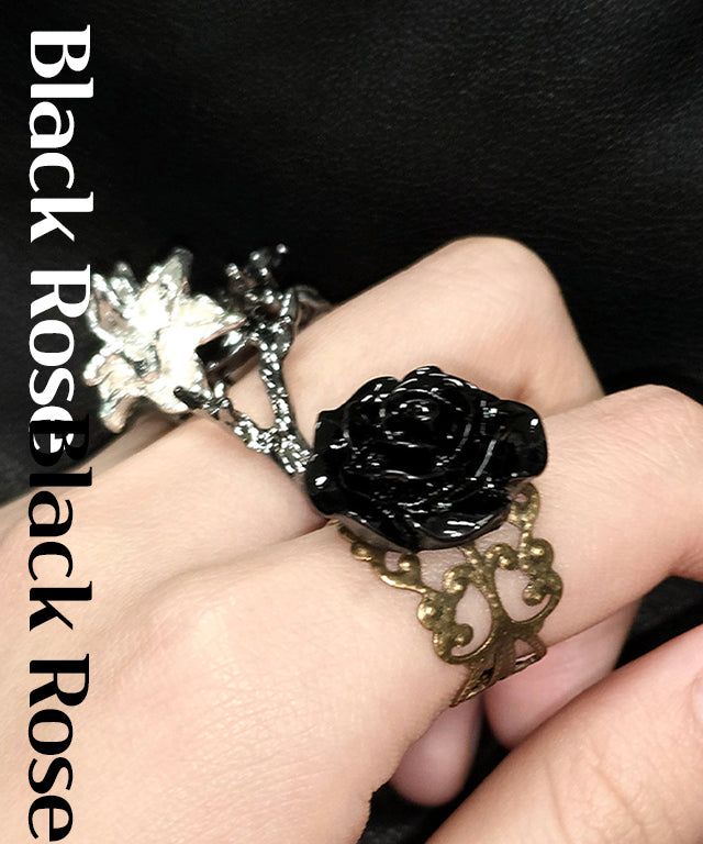 antique black rose ring
