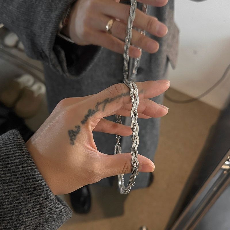 Titanium Steel Twist Chain Choker Necklace