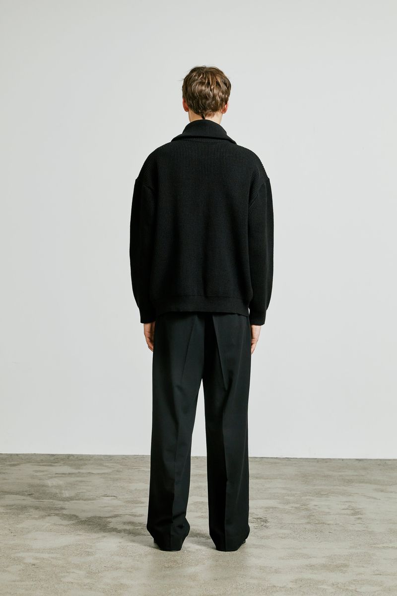 neck warmer wide collar zip-up knit black