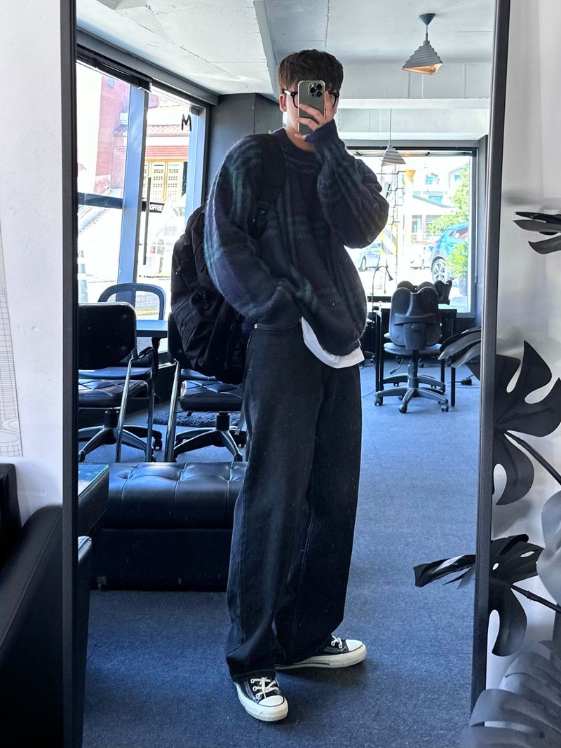maranda check loosefit knit