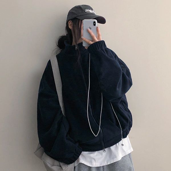 Shortlee boxy fleece zip-up jumper