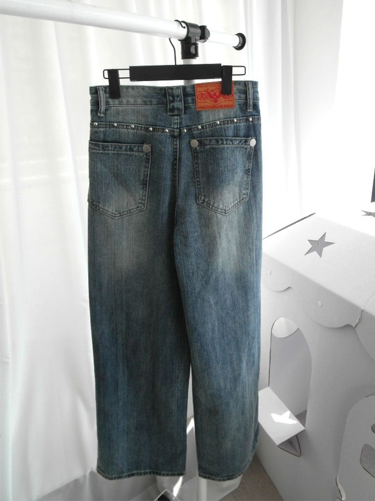 Studded denim pants