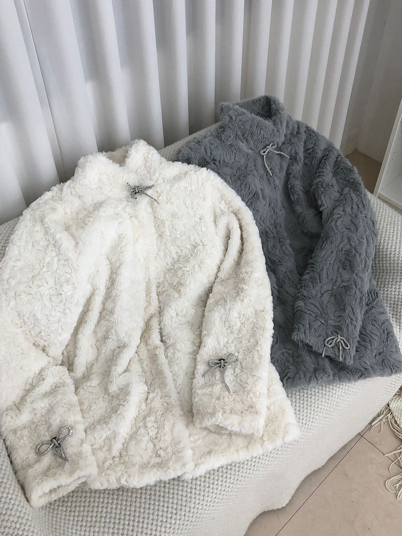 Vintage Creamy Ribbon Fur Jacket