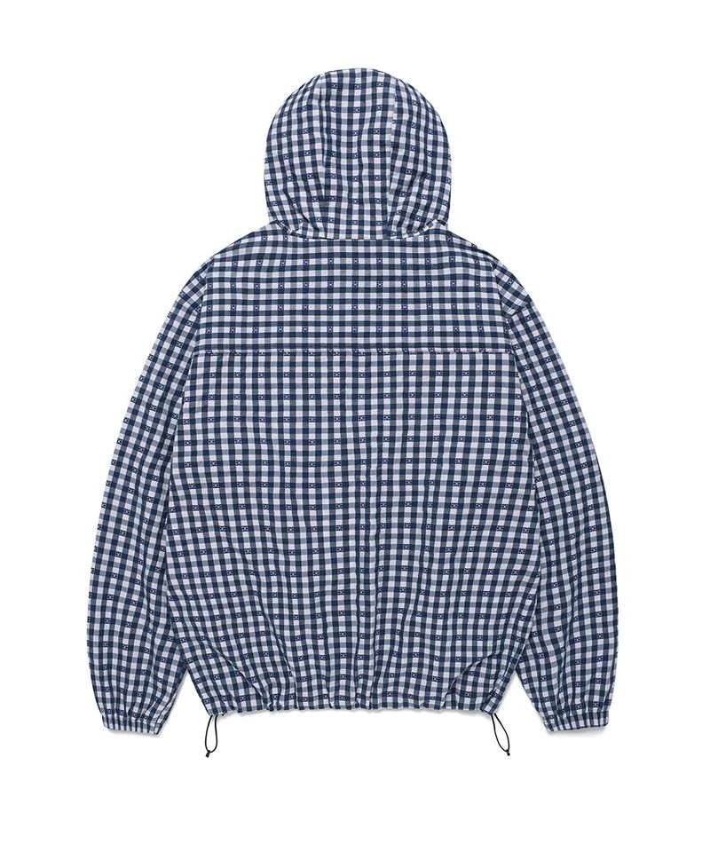 HOODED CHECK WIND BREAKER NAVY(CV2GSUB960A)