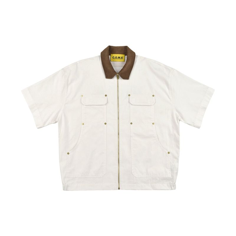 [UNISEX] C.O.M.E Mechanic Short Sleeve Work Jacket (White)