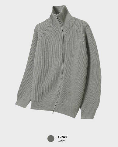 Aiden Daily Two-Way Wool Knit Zip-Up