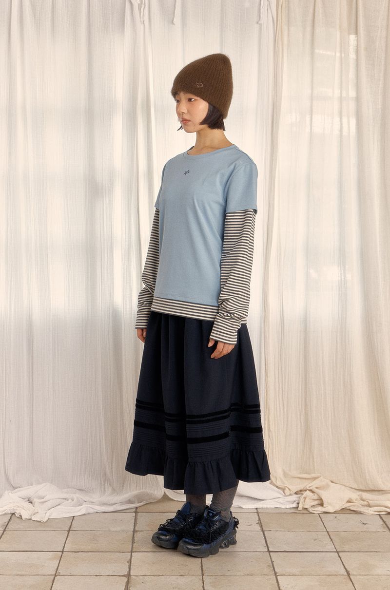 LOGO LAYERED STRIPE TEE (SKY BLUE)