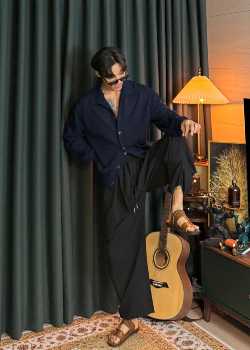 Planned Banding One-Tuck String Slacks