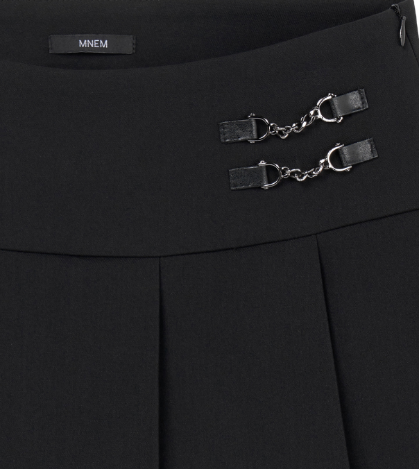 [mnem] chain pleats mini skirt (black)