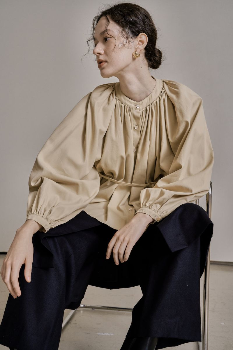 WOOL TWILL SETUP SKIRT_NAVY