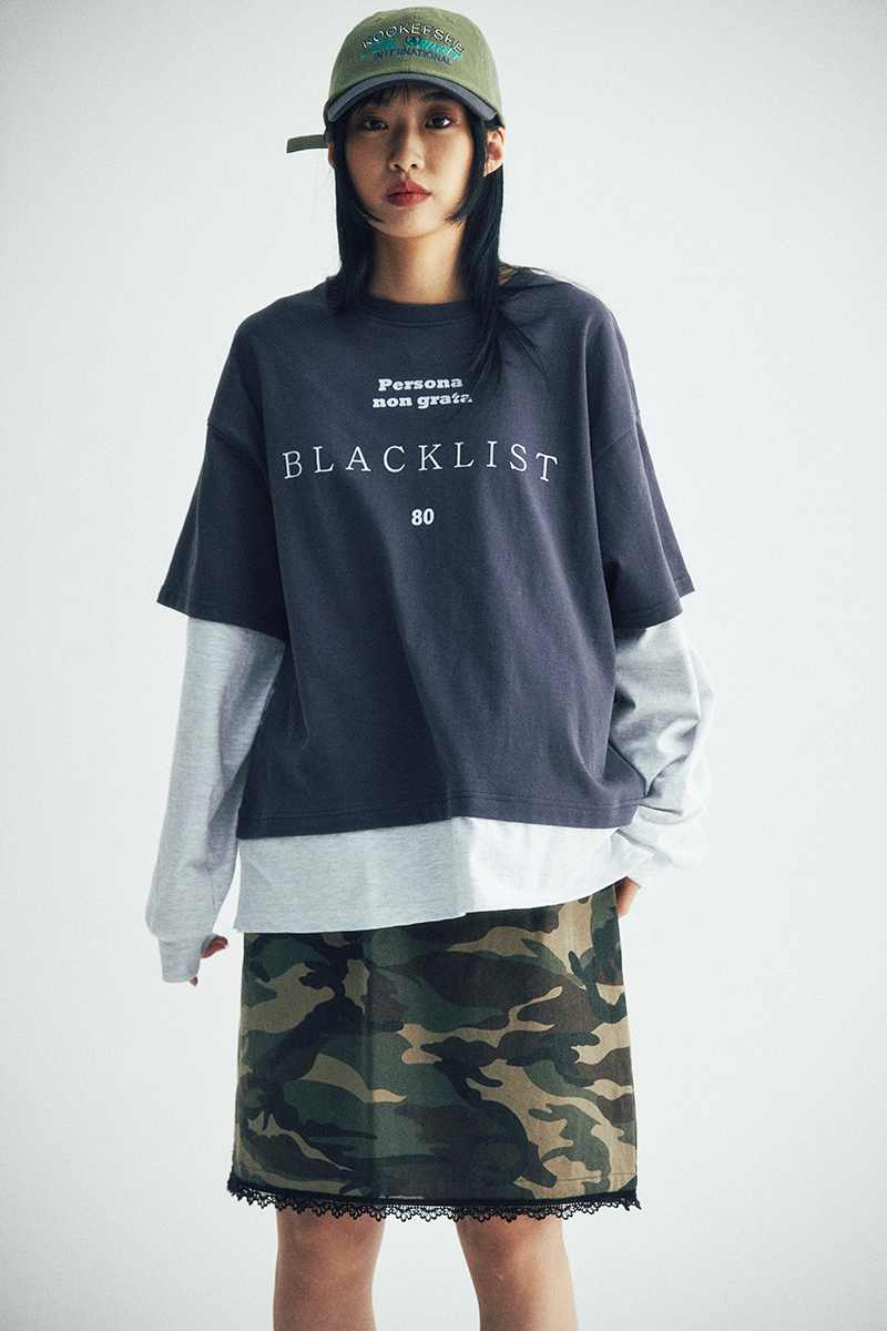 Blacklist lettering Layered tee (Charcoal/Grey)