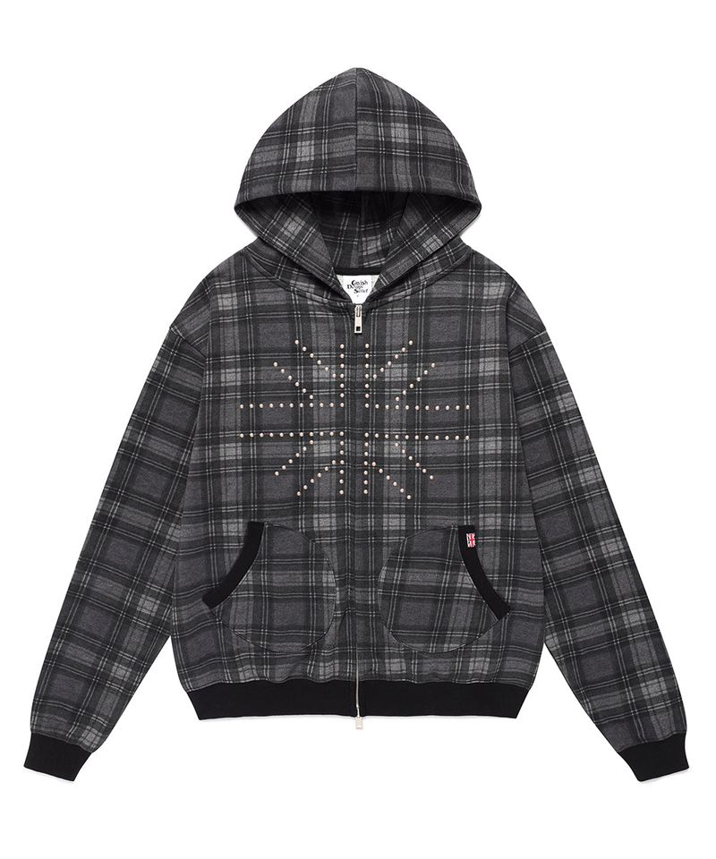 cavish（カビシ）の「STUD UNION JACK ZIP UP HOODIE BLACK(CV2FFUM480A)（Tops）」