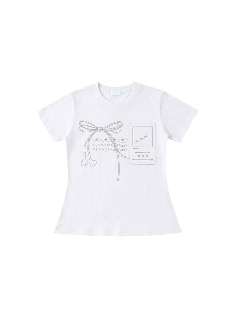 Bow sound Lace T-shirts (white)
