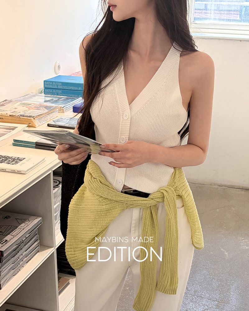 [MADE] Kin halter‑neck button sleeveless