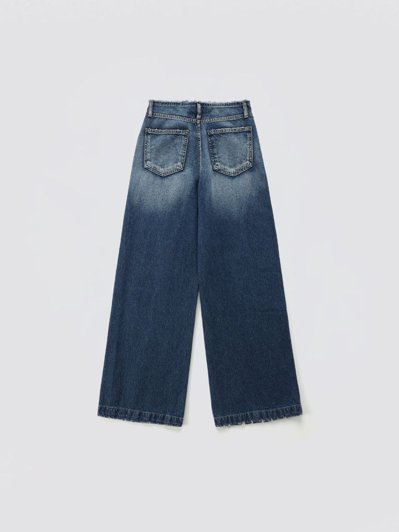 Wide Button Denim Pants