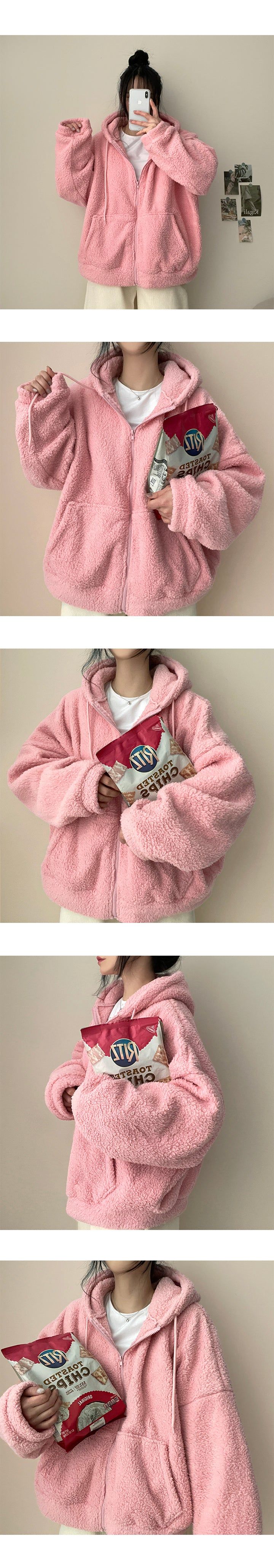 Mimoo soft wool hooded zip-up